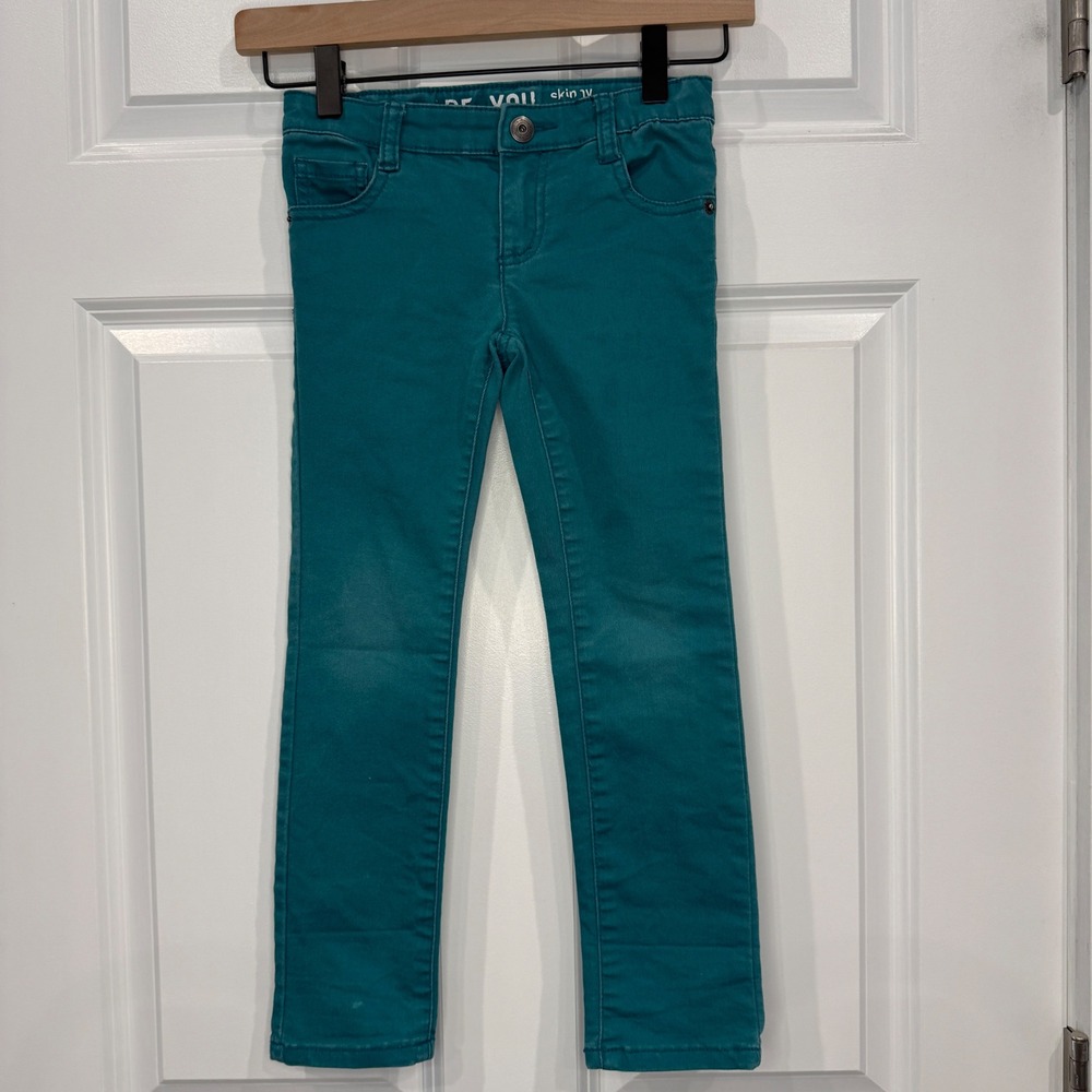 Crazy 8 Girls Teal Green Skinny Jeans Size 6 Slim Fit Adjustable Waist